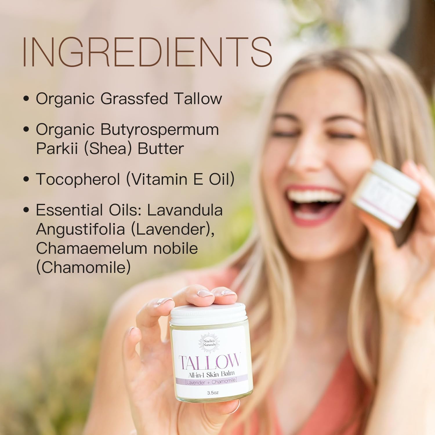 Organic Tallow Balm - 3.5oz Jar - Lavender Chamomile - All-In-One Skin Balm