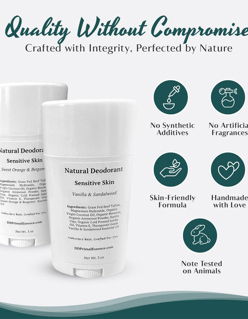 Load image into Gallery viewer, Primal Essence Sensitive Skin Natural Deodorant | Aluminum &amp; Baking Soda Free | Men and Women  (Vanilla &amp; Sandalwood)

