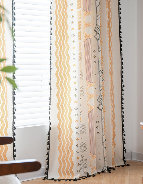 Load image into Gallery viewer, 2 Panels 84 inch Semi Blackout Living Room Darkening Curtains, Geometric Tribal Cotton Linen
