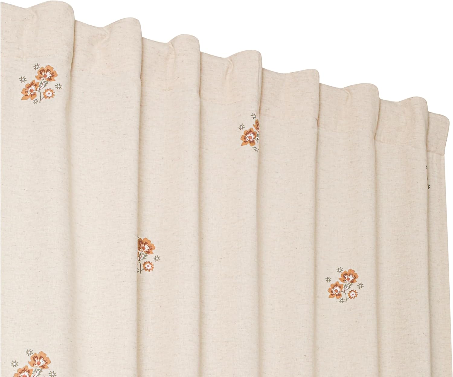 Bedding Craft Linen Curtains Drapes, Flower Print Linen Curtains, 1 Piece, Natural Brown White 50 x 84 inches)
