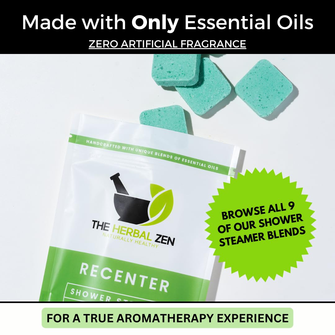Recenter Shower Steamers Aromatherapy with Lavender and Eucalyptus Essential Oils, Bath Steamer for Women and Men