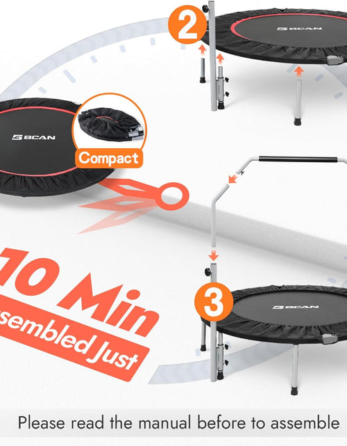 Load image into Gallery viewer, Foldable Mini Trampoline Max Load 330lbs/440lbs, Fitness Rebounder with Adjustable Foam Handle, 40-Inch
