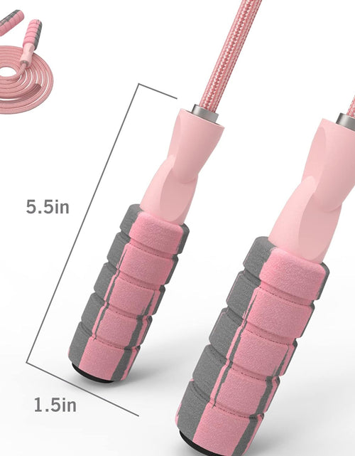 Load image into Gallery viewer, Jump Rope Cotton Adjustable Skipping Weighted Jumprope for Women, Pink
