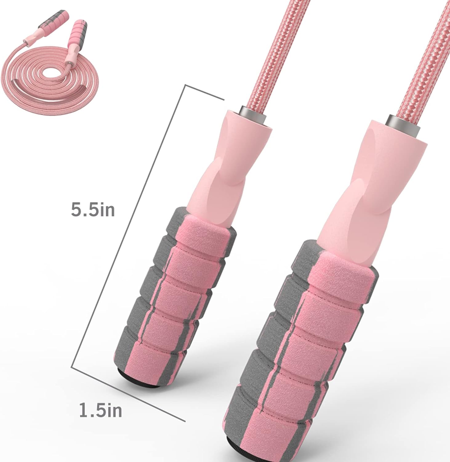 Jump Rope Cotton Adjustable Skipping Weighted Jumprope for Women, Pink