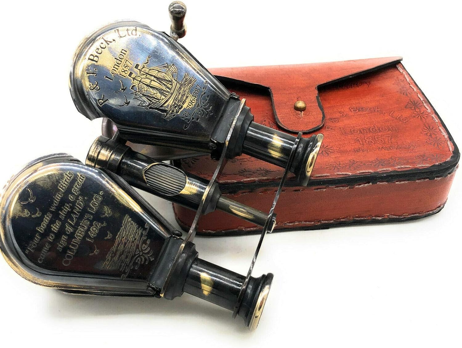 Classic Marine Spy Glass Antique London 1857 R & J Beck Brass Binocular Collectibles, Antique Style Telescope Spyglass Folding Gift