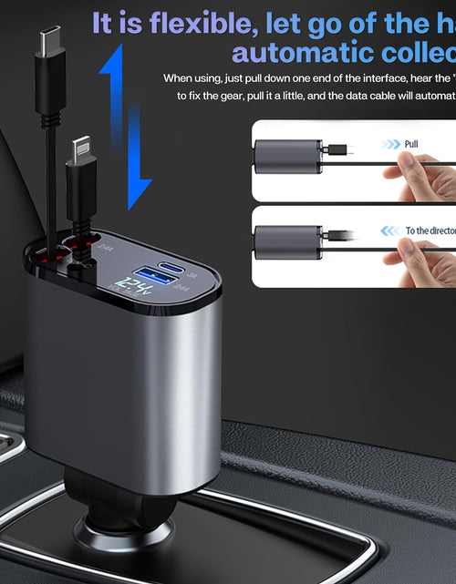Load image into Gallery viewer, Retractable Car Charger with 100W, 4 in 1 Car Fast Charger for iPhone and Type C
