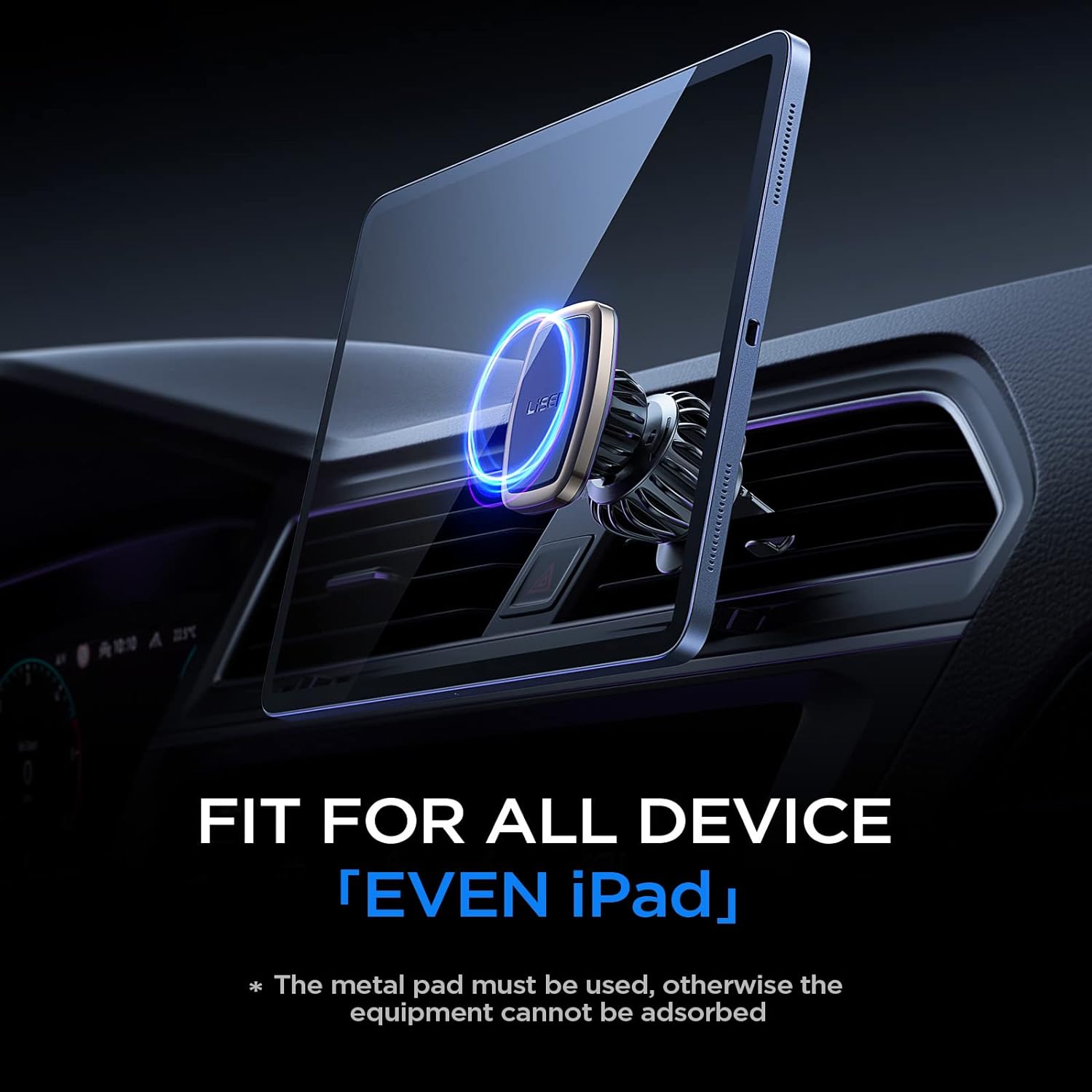 Magnetic Phone Holder for Car, 6 Strong Magnets, Compatible with All Smartphones & Tablets, Gold