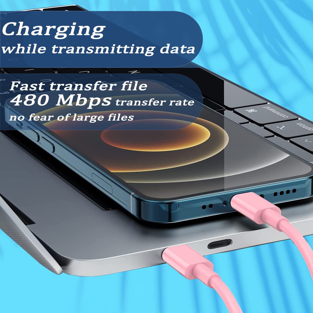 Multi USB Charging Adapter Cable Kit, USB C to Lighting Adapter Box  (Pink)