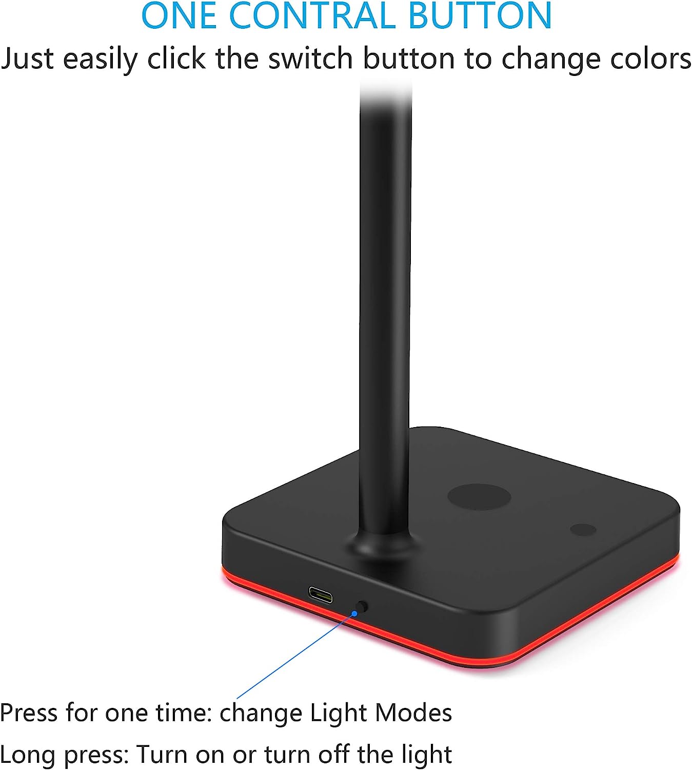 RGB Headphone Stand with Wireless Charger Desk Gaming Headset Holder Hanger Rack with 10W/7.5W Fast Charger, Black