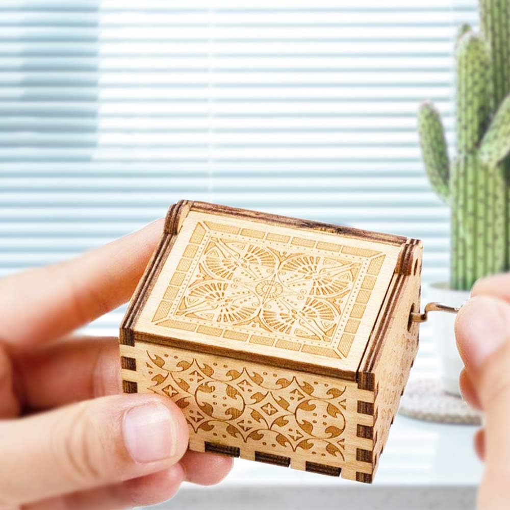 Gifts for Mom Music Box from Daughter Hand Crank Engraved Musical Box