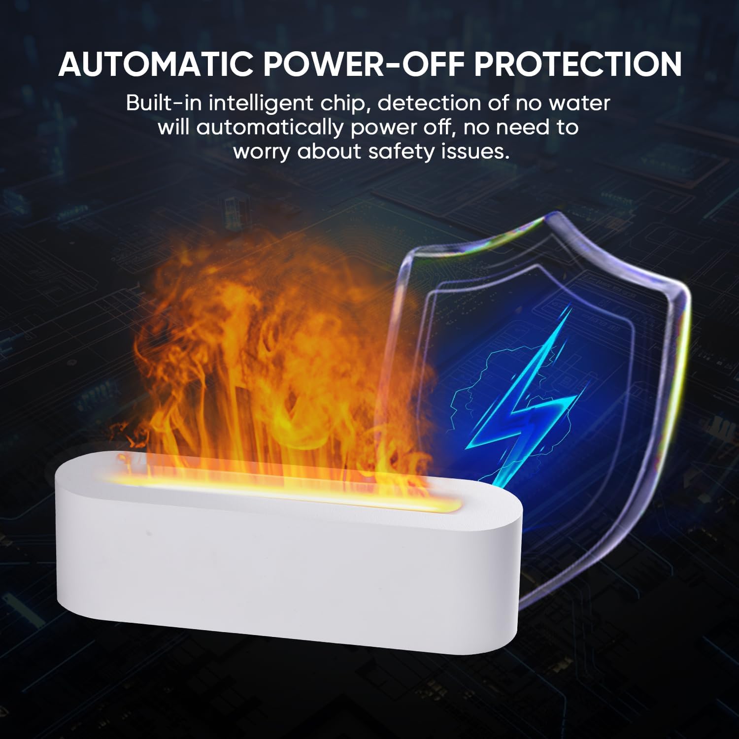 Fireplace Colorful Fire Flame Diffuser, Aromatherapy Essential Oil Diffuser, 150ml Cool Mist Humidifier, White