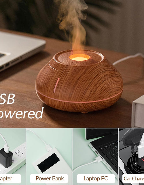 Load image into Gallery viewer, Aromatherapy Essential Oil Flame Diffuser with Ultrasonic Mist Auto Shut-Off Air Humidifier Light, Wood
