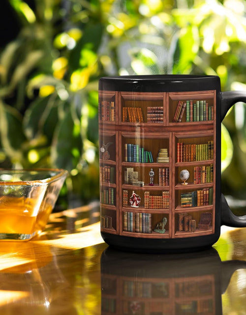 Load image into Gallery viewer, Library Bookshelf Mug Gifts For Book Lovers Women,  Mug Librarian Book Lovers Gifts for Readers Writer Black 15oz
