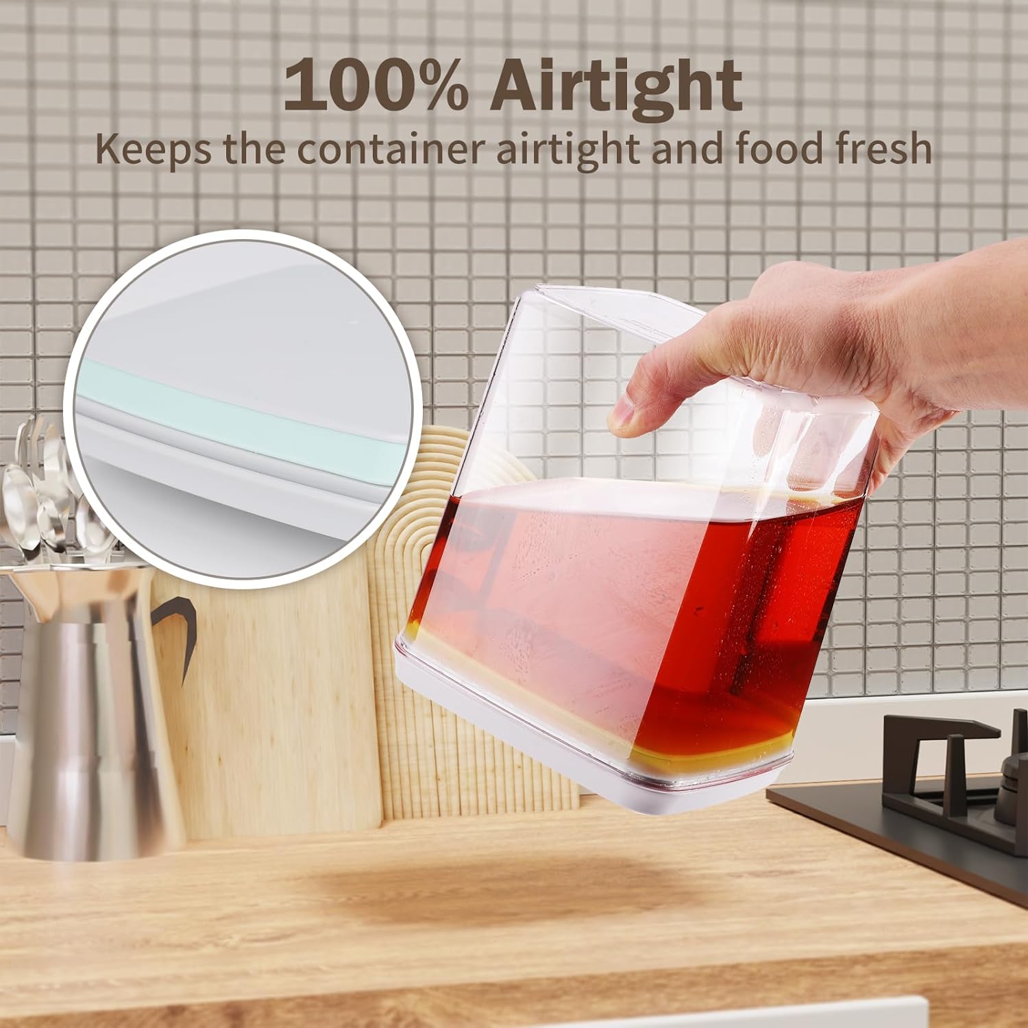 8 Pcs Pop Container Set, Airtight Food Storage Containers with Lids for Kitchen Pantry, Gray