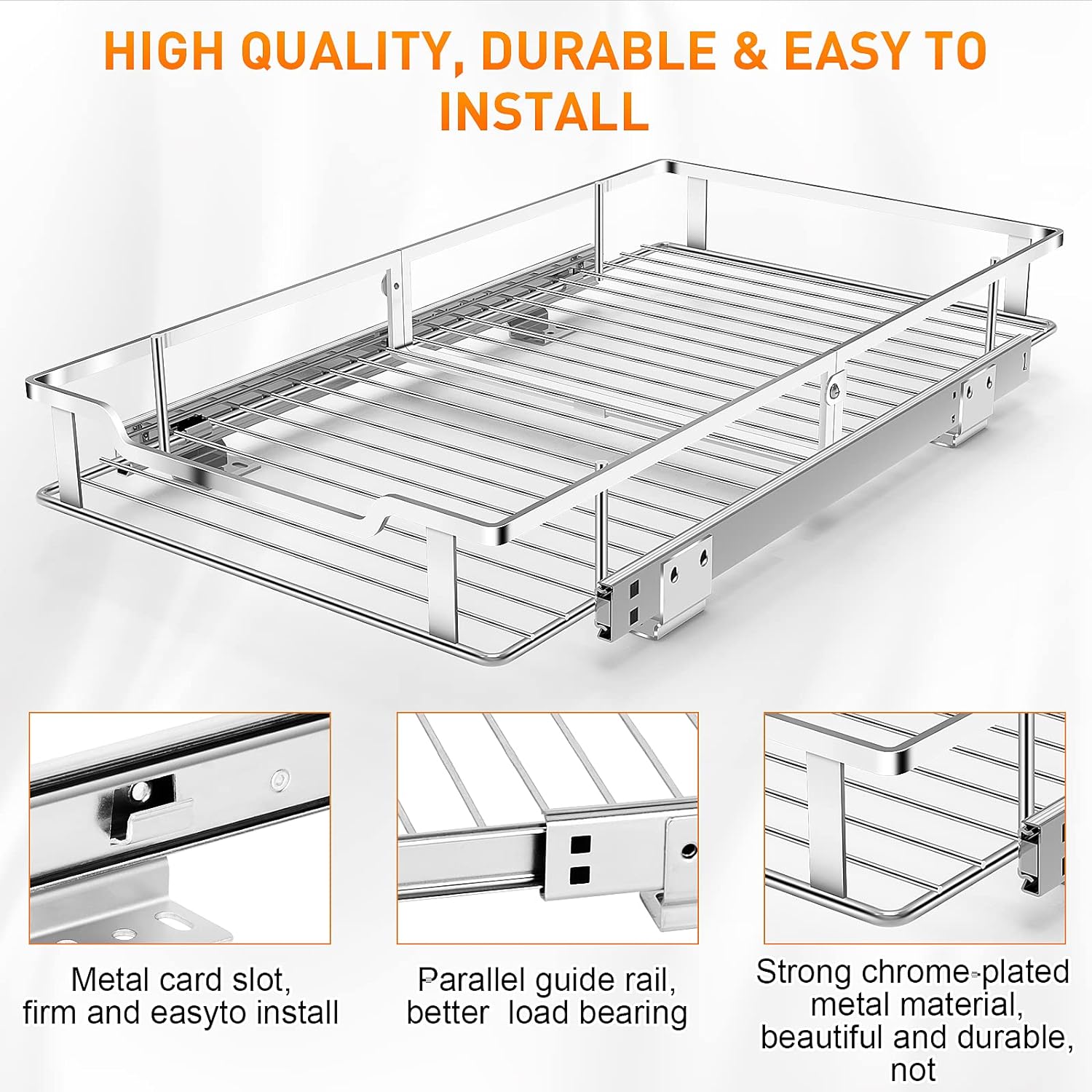 Pull Out Cabinet Organizer, Heavy Duty Slide Out Pantry Shelves Sliding Drawer Storage For Kitchen