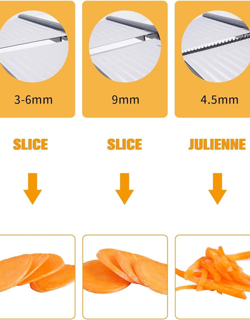 Load image into Gallery viewer, Adjustable Stainless Steel Food Vegetable Potato Onion Slicer French Fry Cutter, Slicer Julienne with Cut-Resistant Gloves
