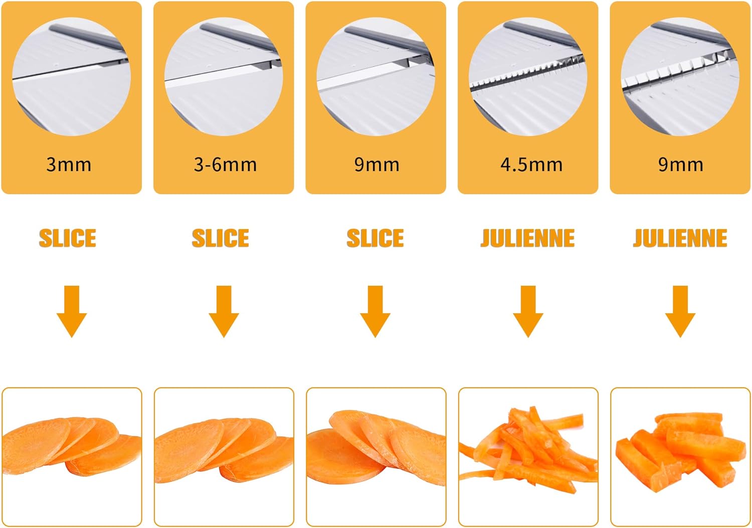 Adjustable Stainless Steel Food Vegetable Potato Onion Slicer French Fry Cutter, Slicer Julienne with Cut-Resistant Gloves