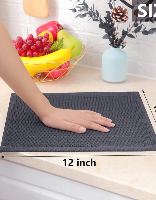 Load image into Gallery viewer, Cotton Waffle Weave Kitchen Dish Cloths, 12x12 Inches, 6-Pack, Dark Grey
