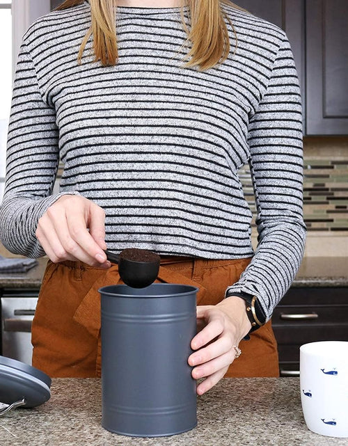 Load image into Gallery viewer, Set of 3 for Countertop Storage of Coffee, Food, Charcoal Grey Metal (8 Inches High with Lids, 4.5 Inches Diameter)
