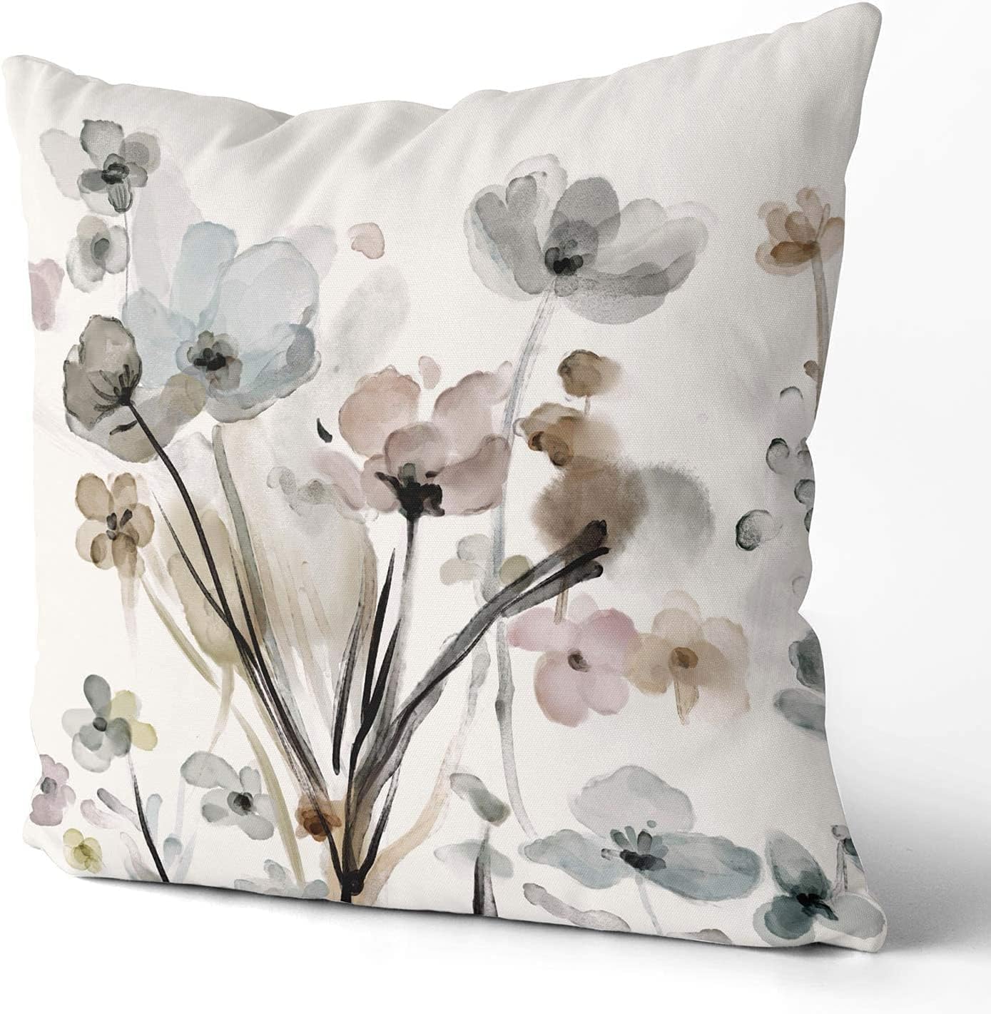 Set of 2, Flowers Pillow Cushion Cases, Modern Decorative Square Pillowcases