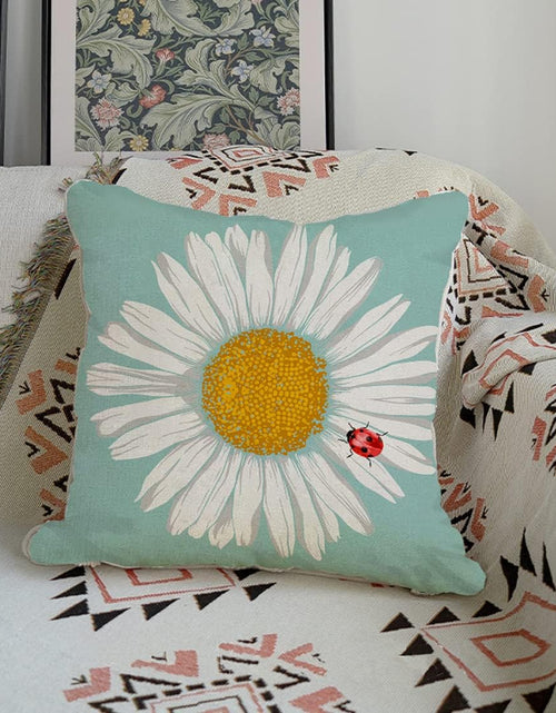 Load image into Gallery viewer, Set of 4, Sunflower Decorative Spring Daisy Light Blue Cushion Case for Sofa Couch
