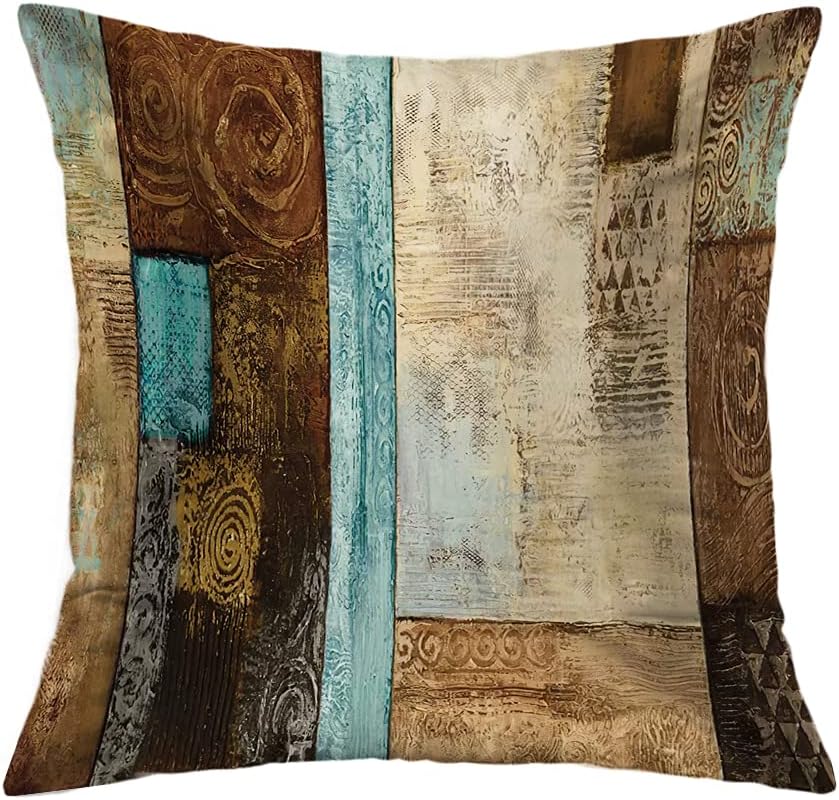 Set of 4 Teal Pillow Cover Modern Geometry Abstract Art Decorative Pillowcovers