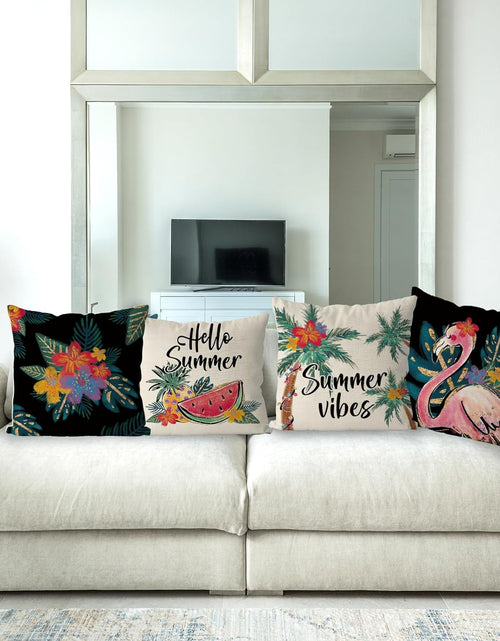 Load image into Gallery viewer, Set of 4 Flamingo Watermelon Throw Pillow Covers Summer Farmhouse Cushion Cases
