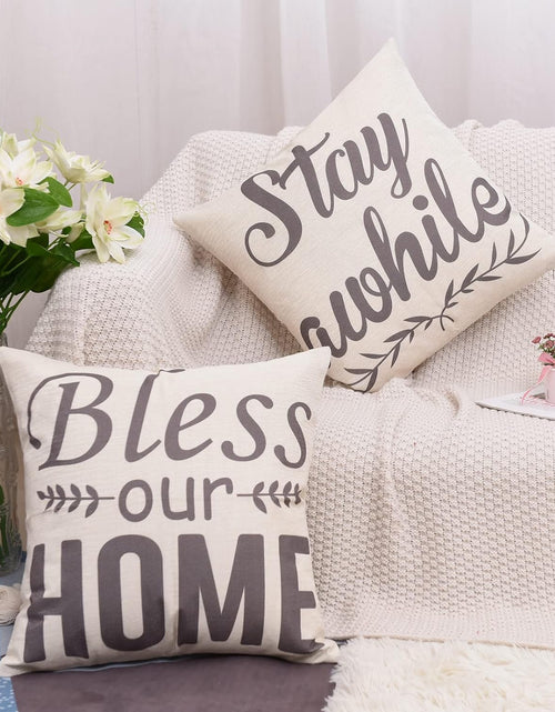 Load image into Gallery viewer, Set of 4 Decorative Spring Wreath Pillow Covers 18 x 18 Inches - Summer Floral Leaves Bless Home Linen Cushion Cases
