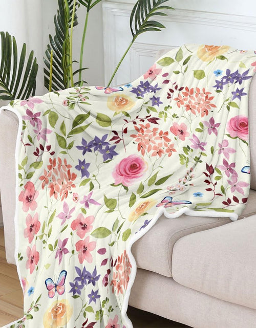 Load image into Gallery viewer, Pink Butterfly Throw Blanket Soft Cozy Warm Plush Fleece Flannel Blanket, 60 x 50 inches
