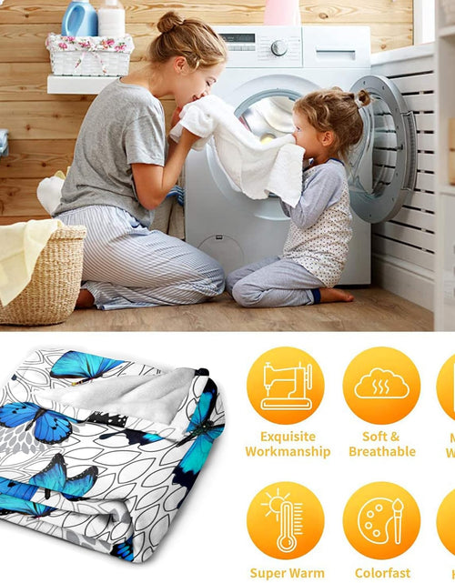 Load image into Gallery viewer, Beautiful Blue Butterfly Throw Blanket Ultra Soft Flannel Butterflies Blanket Gifts for Kids Adults 50&quot;X40&quot;
