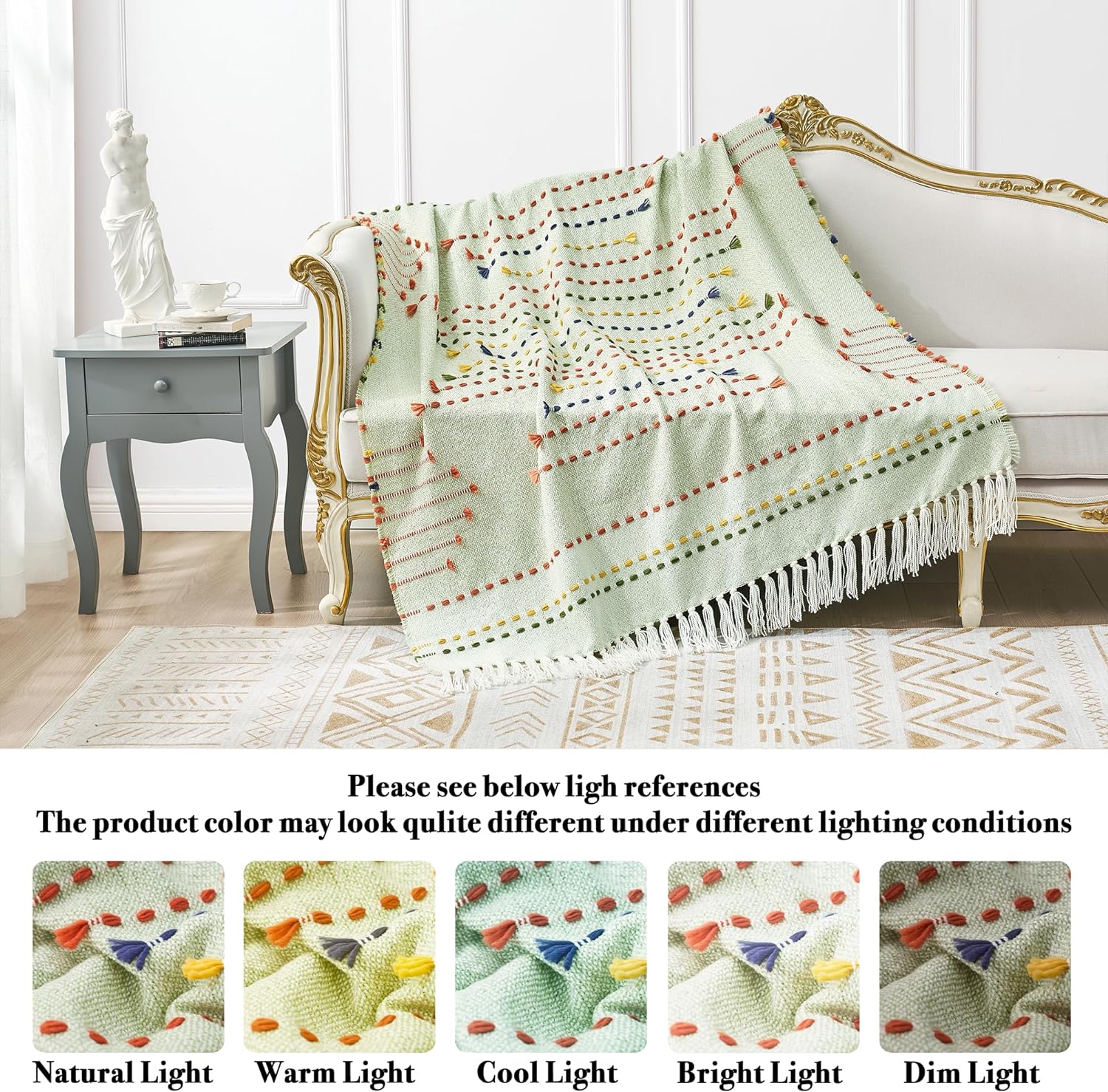 Boho Throw Blanket for Couch, Bohemian Decorative Summer Throw Blanket, 50x60 inches