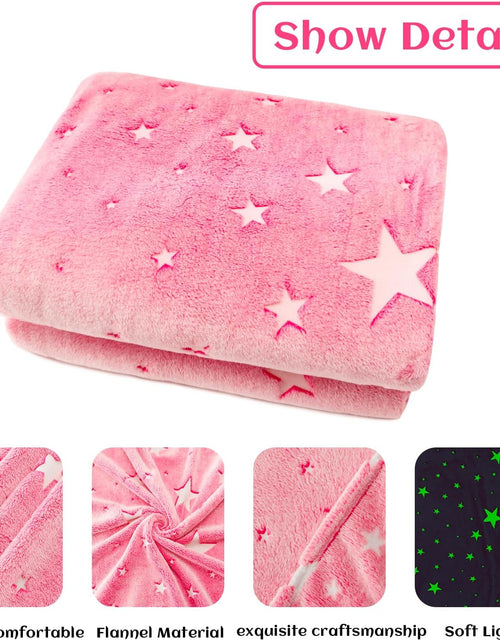 Load image into Gallery viewer, Glow in The Dark Blanket Girls Pink Star Blanket Fleece Blanket, Pink Star
