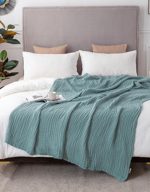Load image into Gallery viewer, Cotton Throw Blanket for Couch Soft Muslin Blankets 50&quot;x60&quot; Lightweight, Teal
