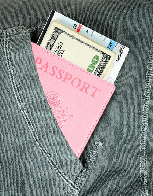 Load image into Gallery viewer, Leather Passport Holder Covers Case, Passport Book Wallet Card Slot Luggage Tag, Pink
