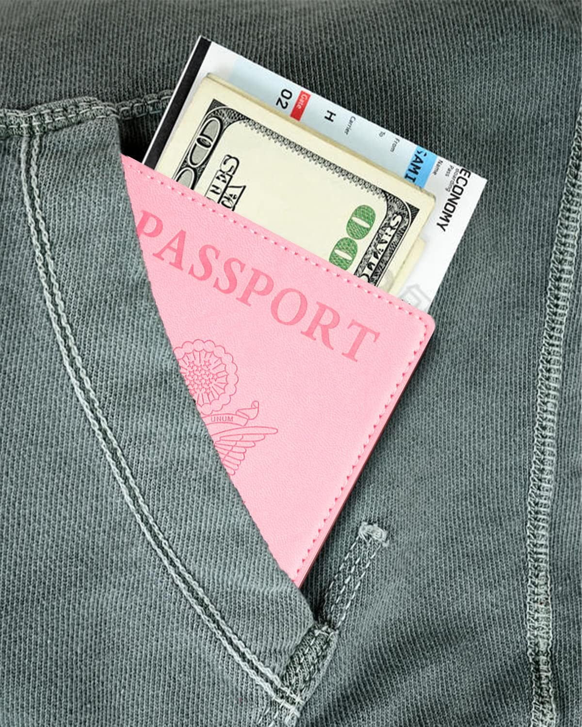 Leather Passport Holder Covers Case, Passport Book Wallet Card Slot Luggage Tag, Pink
