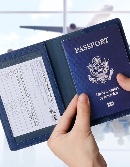 Load image into Gallery viewer, Passport Holder for Travel, Slim Passport Cover for Women Men, Leather Passport Case, Dark Blue
