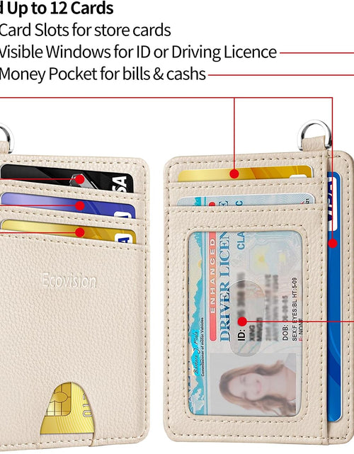 Load image into Gallery viewer, Slim Minimalist Front Pocket Wallet, RFID Blocking Credit Card Holder Wallet with Detachable D-Shackle, Beige
