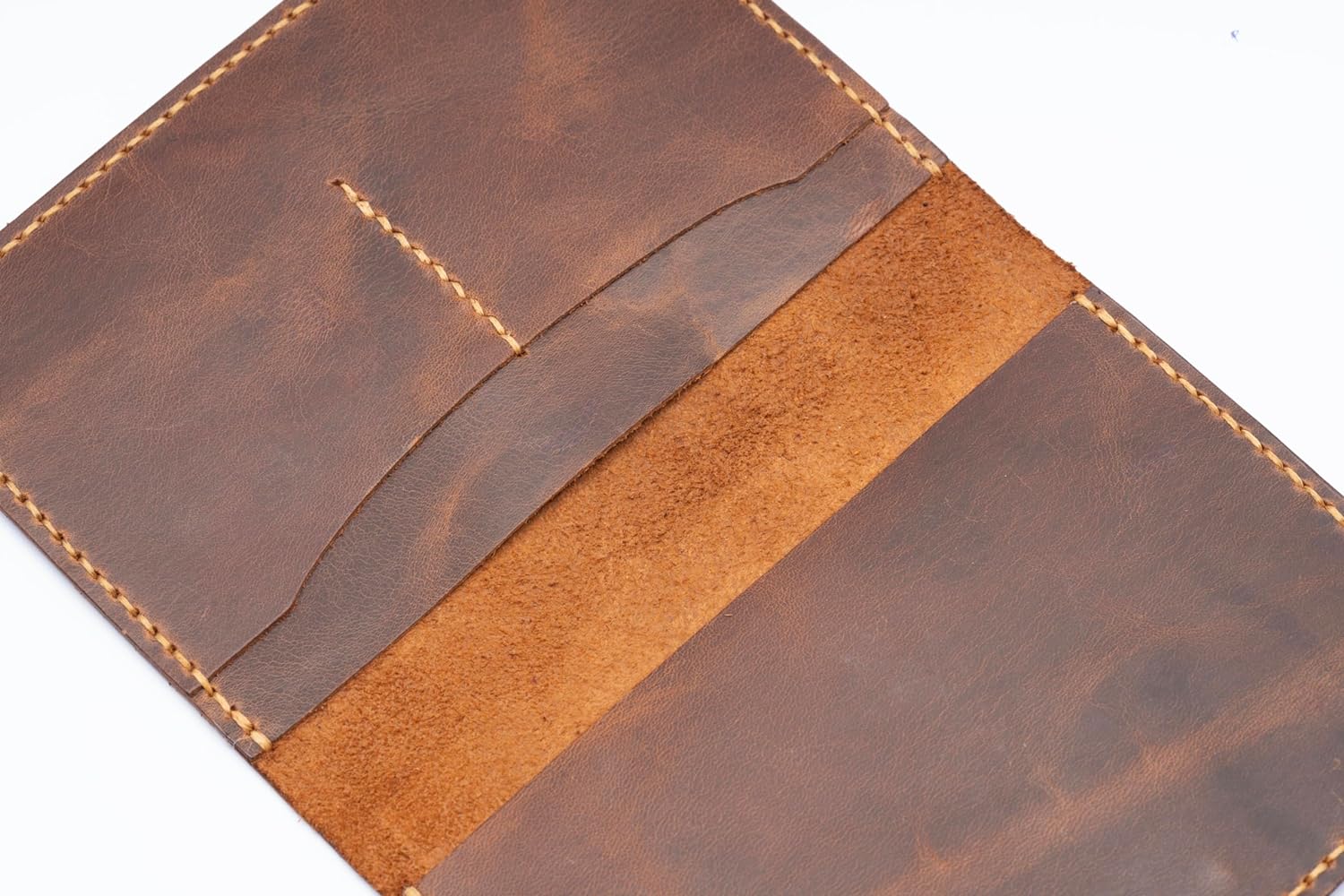 Handmade Passport Leather Case, Wallet Credit Card Holder (Dark Brown)