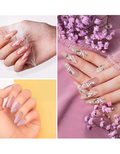 Load image into Gallery viewer, Flower Floral 5D Embossed Nail Decals Nail Art Design Self Adhesive Nail Supplies with Nail Tweezer
