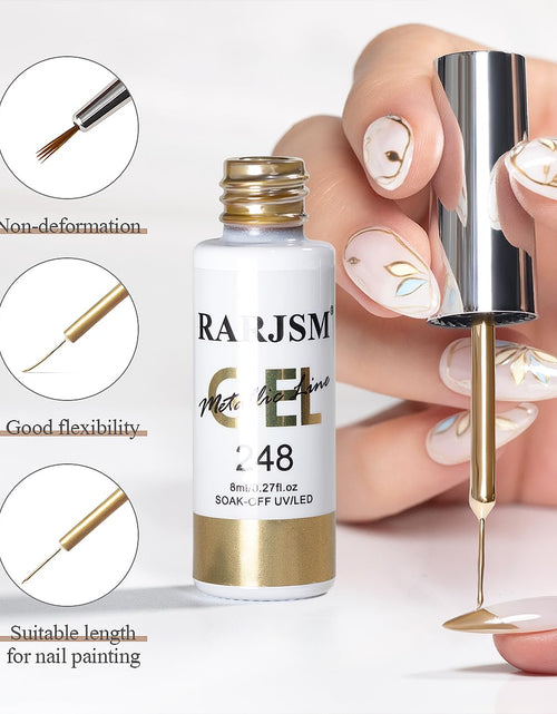 Load image into Gallery viewer, Metallic Nail Art Gel Liner Bronze Gold Mirror Chrome 3D Effect Gel Nail Polish 8ml
