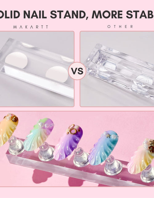 Load image into Gallery viewer, Nail Stand for Press On Nails Display Practice Art Magnetic Fake Nail Holder, Clear/Pink
