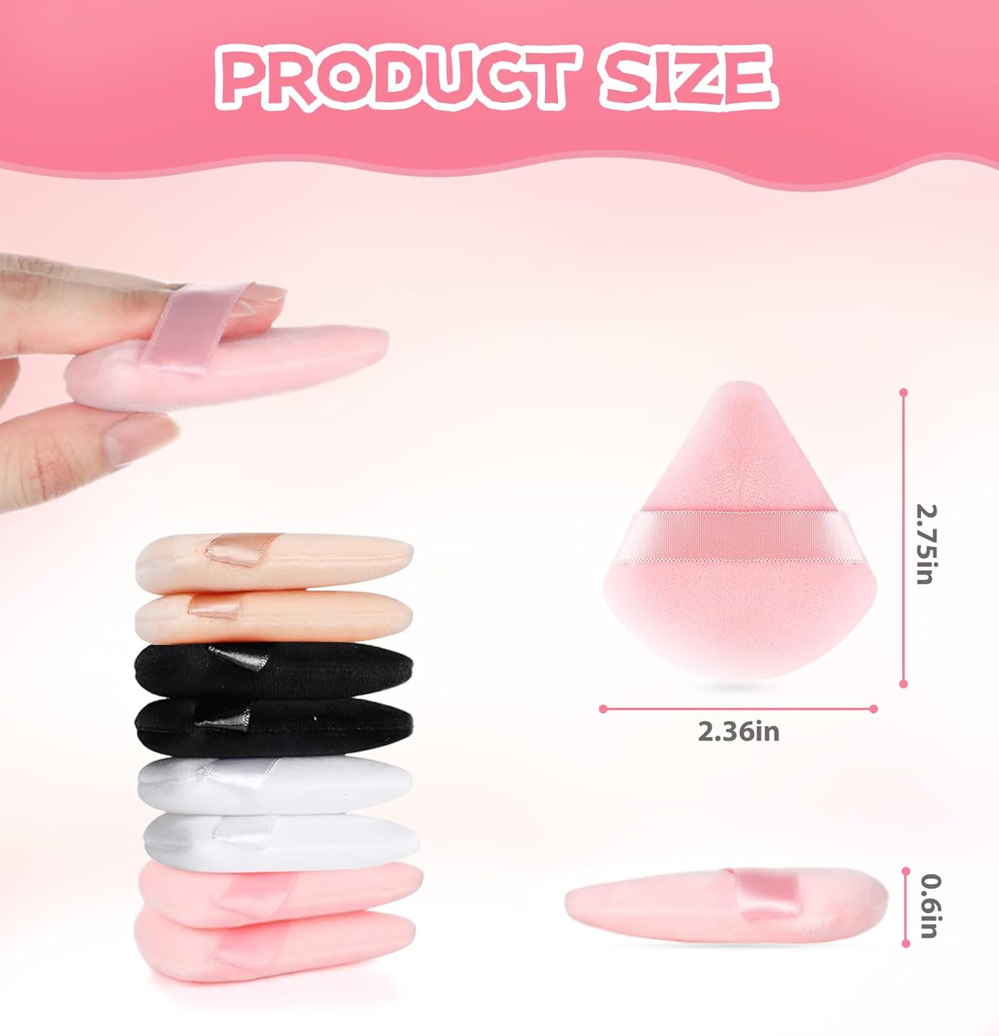 8 Pieces Triangle Powder Puff Face Soft Triangle Makeup Puff Velour Cosmetic Foundation Blender Sponge