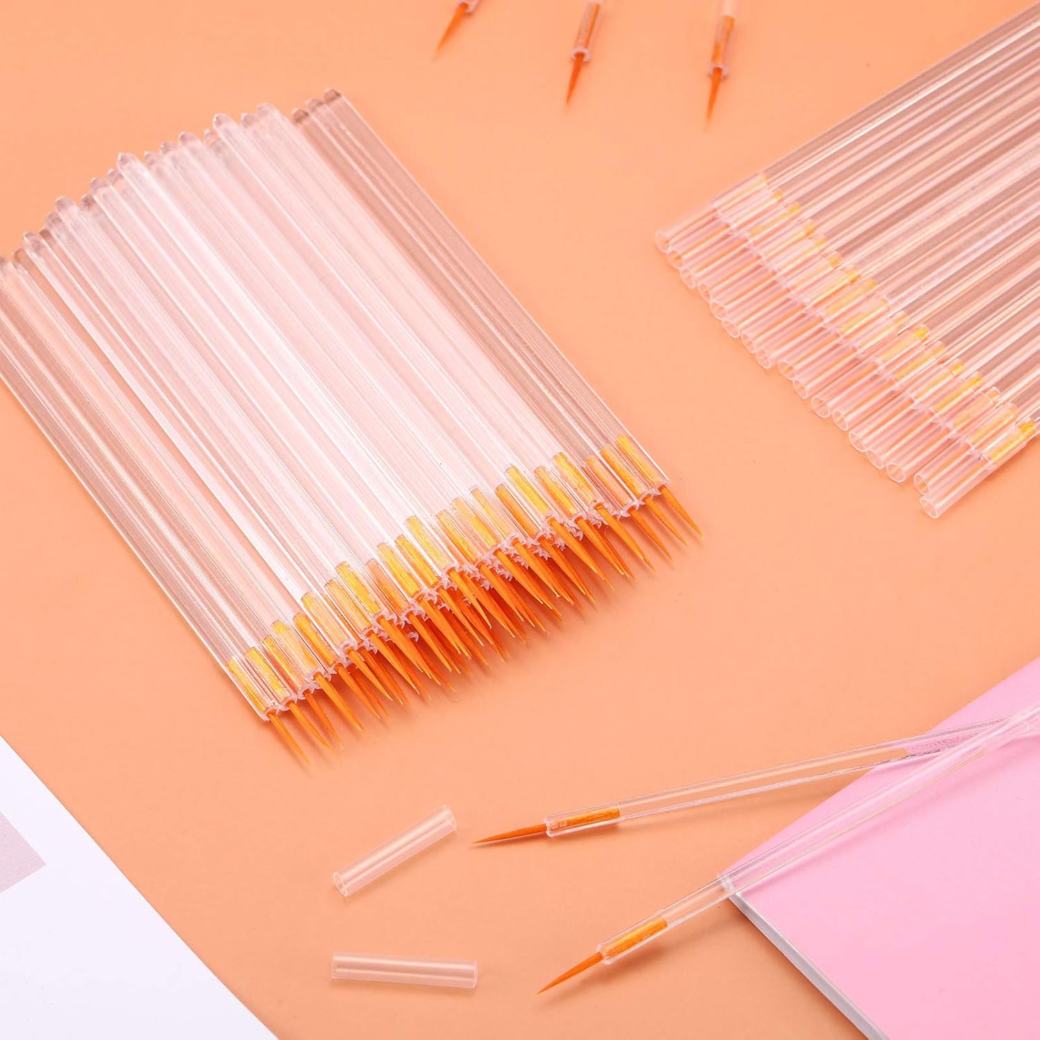 100 Pack Disposable Eyeliner Brush Applicator Cosmetic Eye Wands Makeup Tool (Clear)