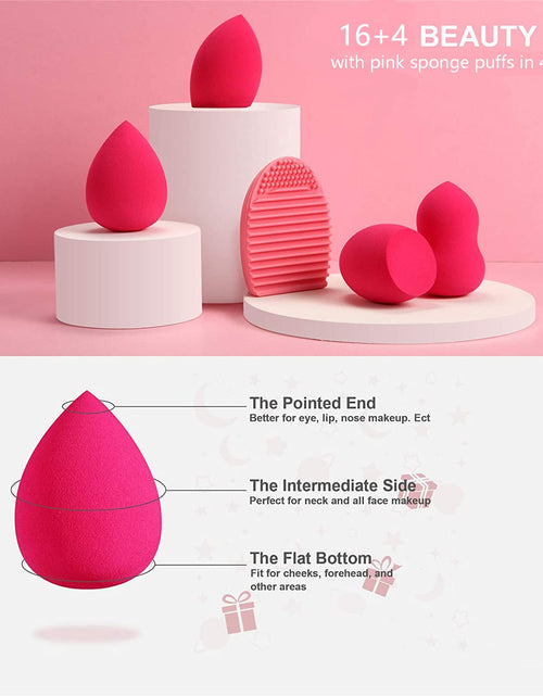 Load image into Gallery viewer, Professional Makeup Brushes Set 16PCS Marble Handle with 4PCs Sponge Blenders, Pink
