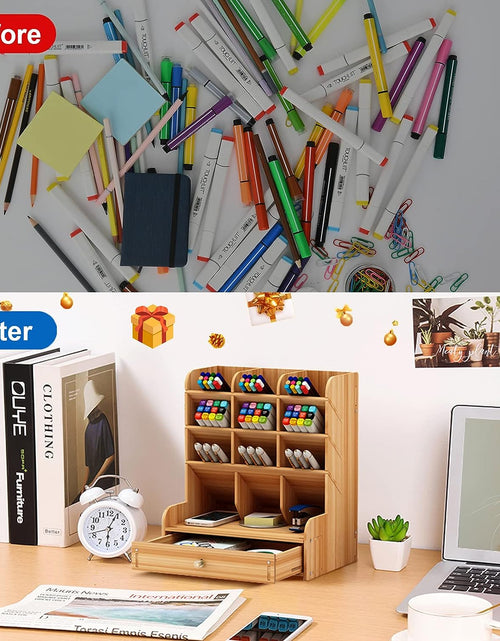 Load image into Gallery viewer, Wooden Desk Organizer, Multi-Functional DIY Pen Holder Storage Box Desktop Stationary
