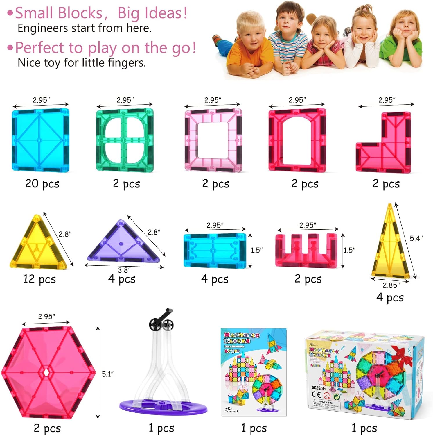 57PCS Magnetic Tiles Building Blocks Set | Educational