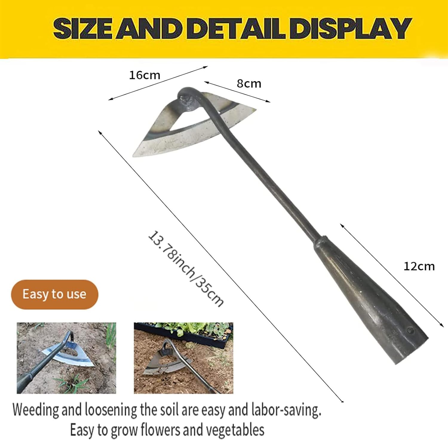 2 Pieces Durable All-Steel Gardening Hand Tools Hoe