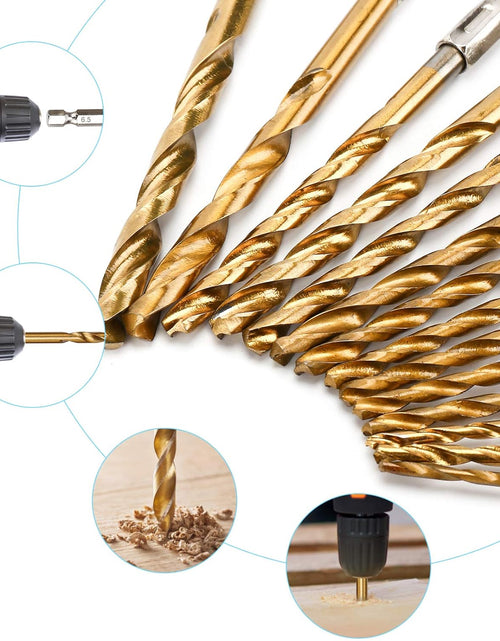 Load image into Gallery viewer, 19PCS Premium Hex Drill Bit Set, Titanium Drill Bits Set 1/16&quot;-1/4&quot;
