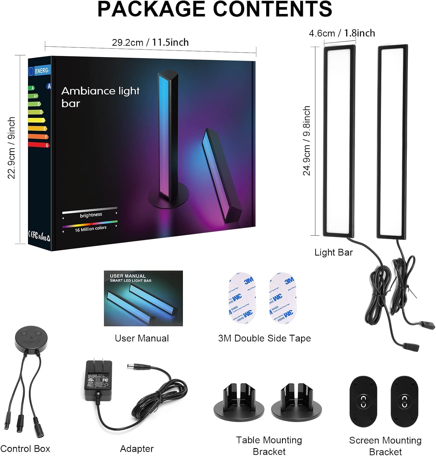 RGB Light Bars, Smart Light Bar with Scene Modes and Music Modes, Ambient Lighting TV Backing, RGB