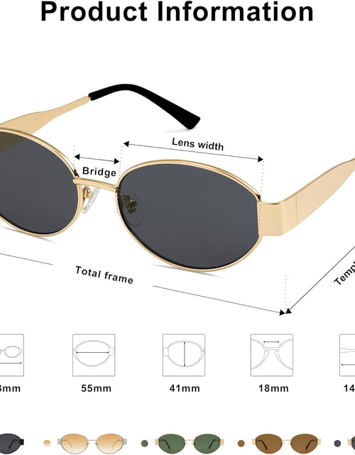 Load image into Gallery viewer, Retro Oval Sunglasses for Women Men Trendy Sun Glasses Classic Shades UV400 Protection (Gold Grey)
